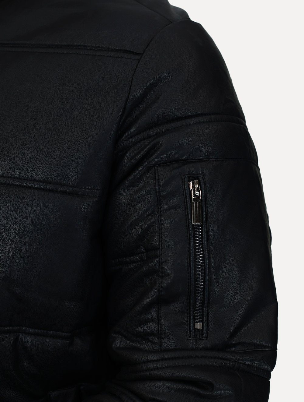 Jaqueta Dixen PU Manga Zíper Frontal Preto