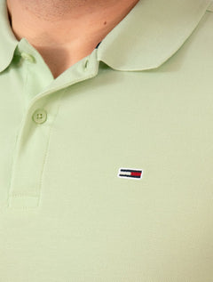 Polo Tommy Jeans Masculina Piquet Regular Placket Verde Claro