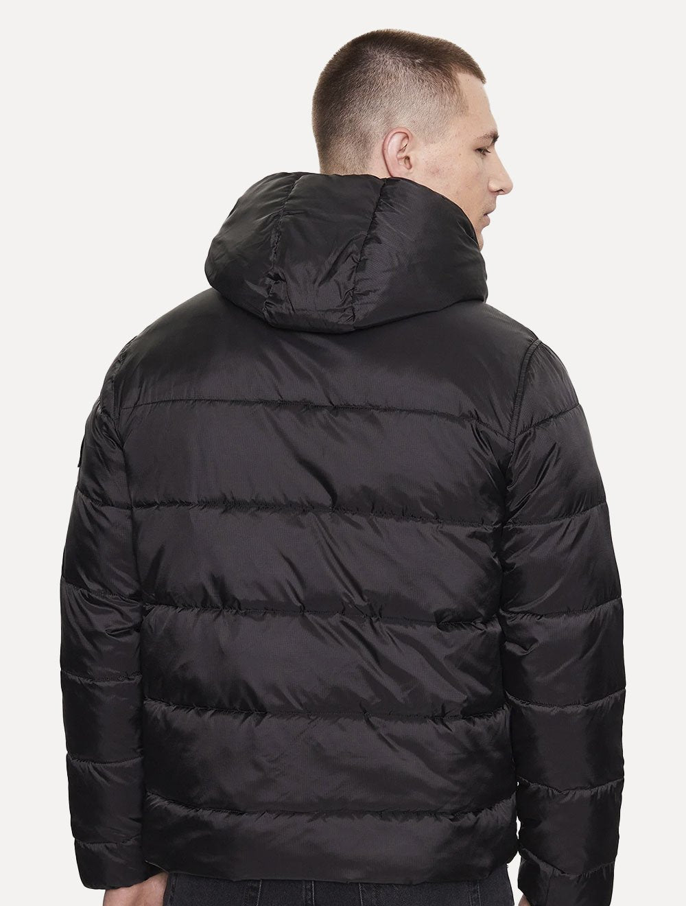 Jaqueta Calvin Klein Jeans Masculina Padded Hoodie Preta
