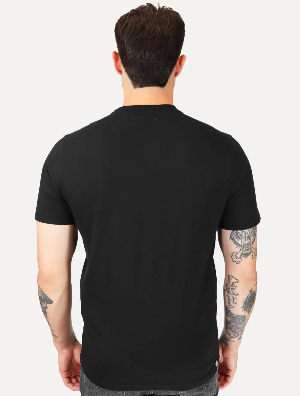 Camiseta Replay Masculina Regular Basic Crewneck Embroidery Logo Preta