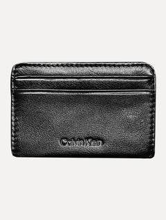 Carteira Calvin Klein Porta Cartão Couro Básico CK Queima Preta