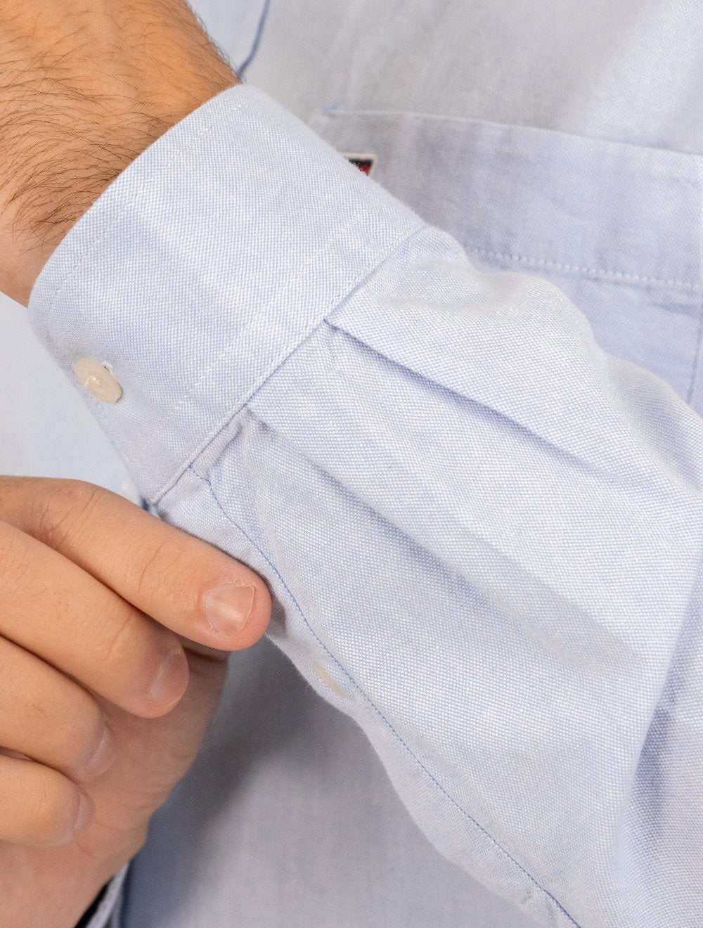 Camisa Tommy Jeans Masculina Regular Classic Oxford Pocket Azul Médio