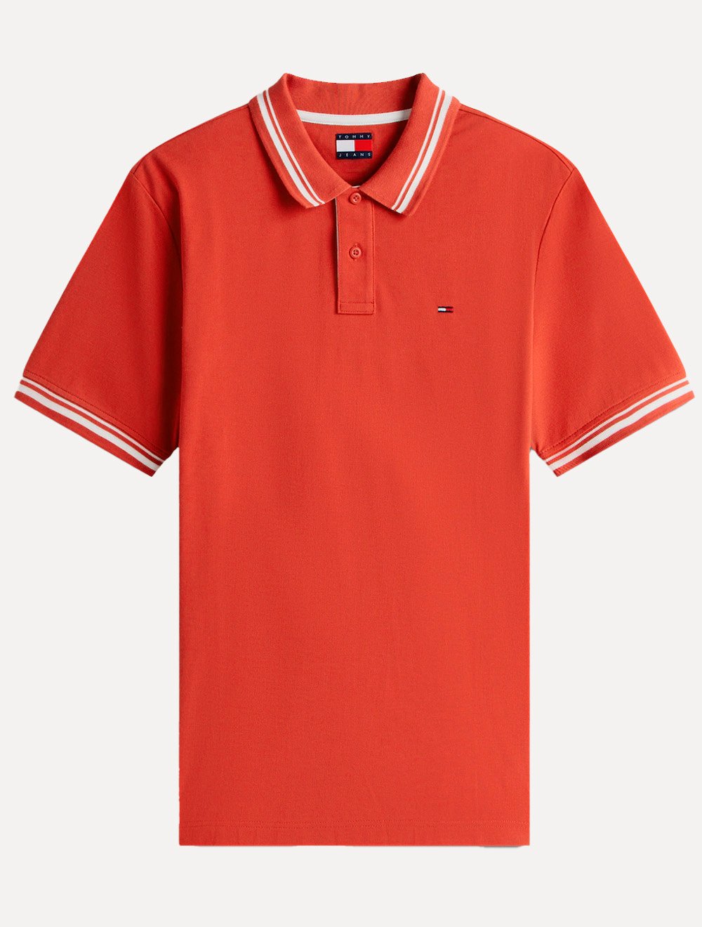 Camisa Polo Tommy Jeans Masculina Piquet Regular Tipped Laranja
