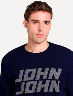 Suéter John John Masculino Regular Fit Tricot Enjoying Azul Marinho
