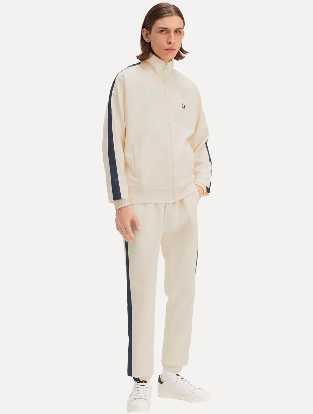 Jaqueta Fred Perry Masculina Contrast Tape Track Off-White