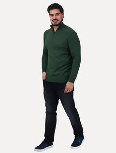 Suéter Dixen Masculina Tricot Manga Longa com Ziper Frontal Verde