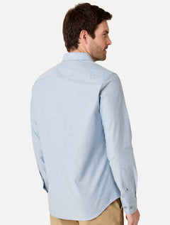 Camisa Dudalina Masculina Milano Fit Tricoline Stretch Oxford Azul Claro