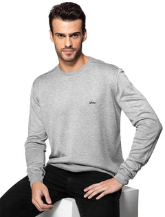 Suéter Guess Masculino Tricot Pullover Basico Cinza Mescla