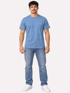 Camiseta Tommy Jeans Masculina Slim Linear Chest Azul