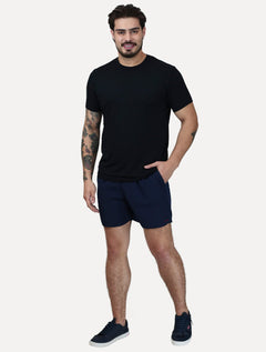 Short Calvin Klein Swimwear Elástico Liso Logo Lateral Azul Marinho