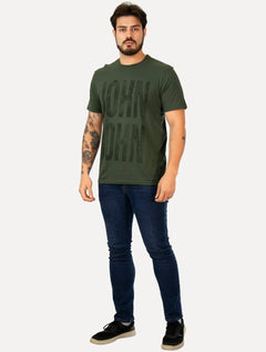Camiseta John John Masculina Regular John Plaque Verde Escuro