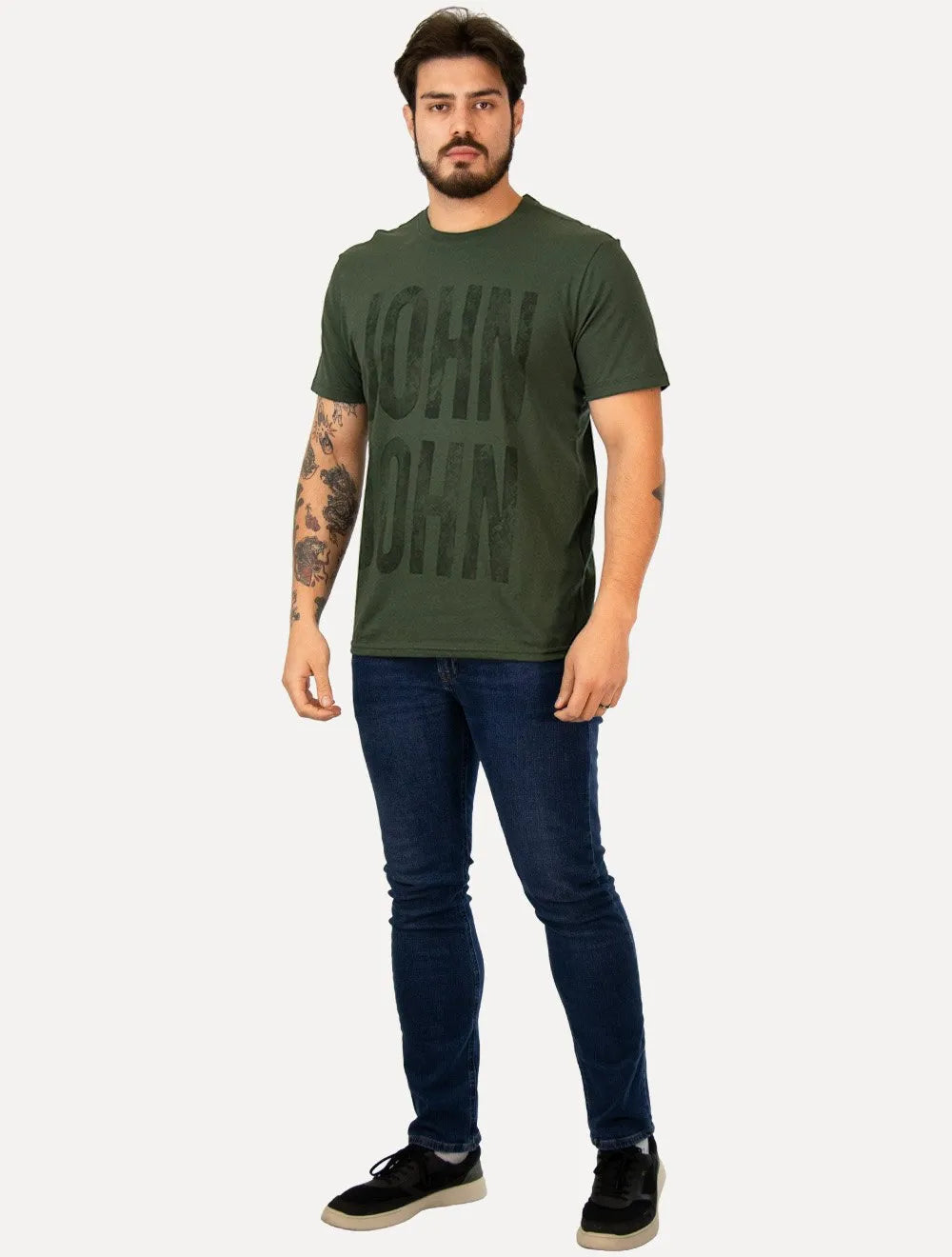 Camiseta John John Masculina Regular John Plaque Verde Escuro