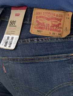 Calça Levis Jeans Masculina Slim 501 Original Greenish Azul Médio