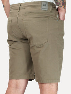Bermuda King & Joe Masculina Slim Sarja 2X1 Five Pockets Cáqui