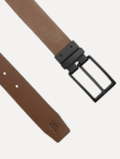 Cinto Reserva Masculino Couro Dupla Face Rajado Caramelo