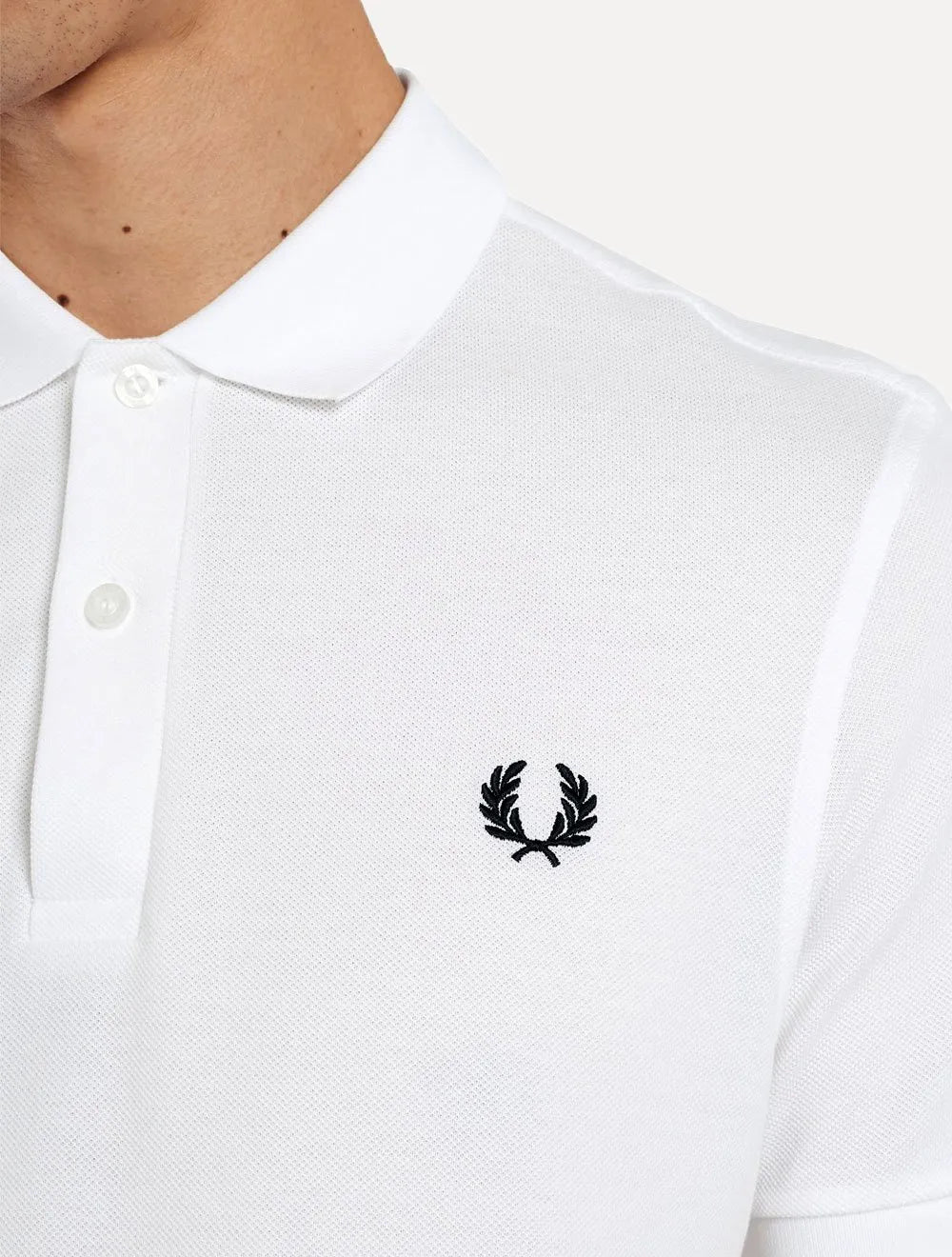 Polo Fred Perry Masculina Regular Piquet Plain Navy Logo Branca