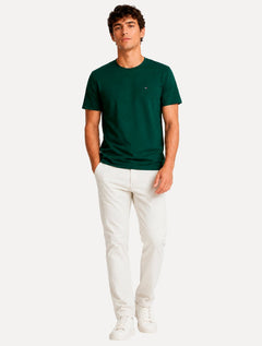 Camiseta Tommy Hilfiger Masculina Slim Fit Essential Stretch Verde Escuro