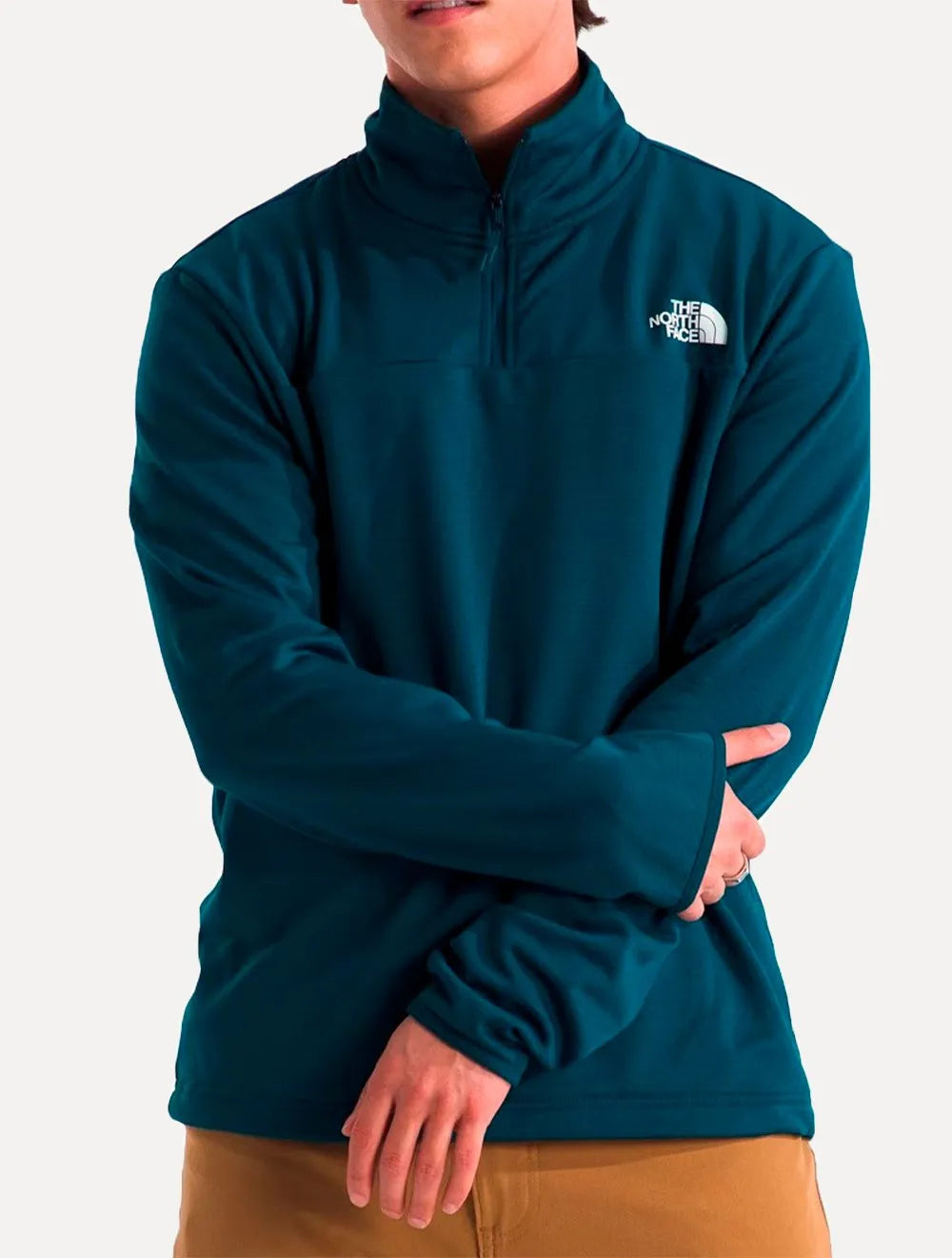 Blusa The North Face Masculina Pulover Cedar Trail Grid Fleece 1/4 ZIP Azul Petróleo