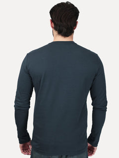 Camiseta K&J Masculina Manga Longa Premiun Suedine Egípcio Azul Marinho