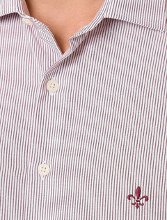 Camisa Dudalina Masculina Slim Superfine Cotton Listrada Vermelha