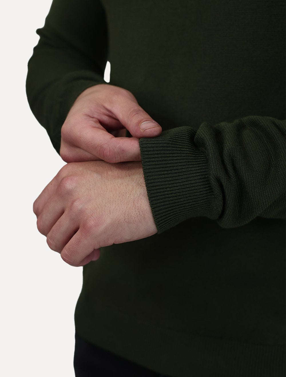 Suéter Dixen Masculina Tricot Manga Longa Raglan Gola Careca Verde