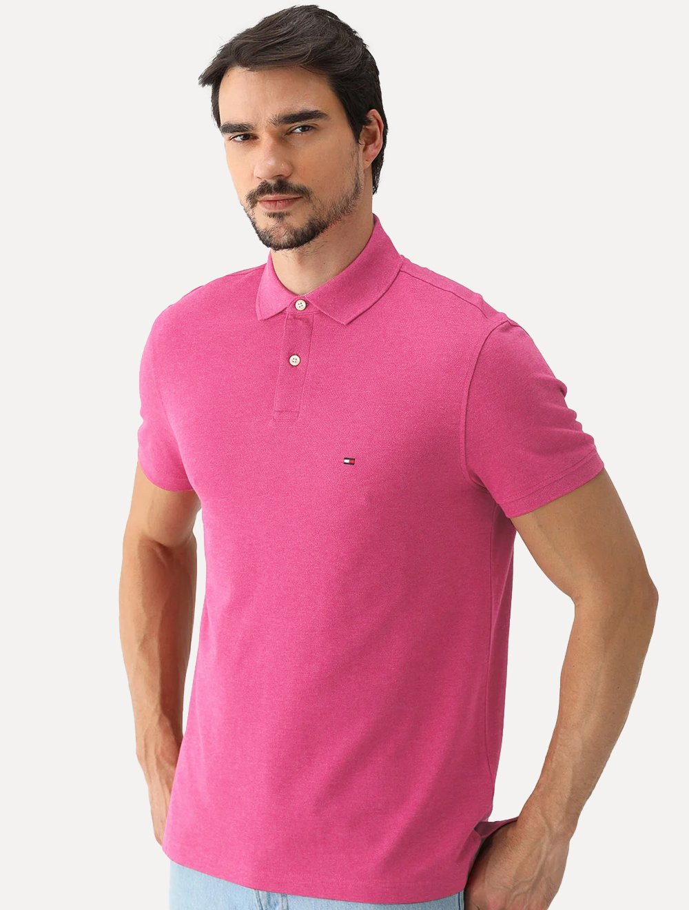 Polo Tommy Hilfiger Masculina Regular Piquet 1985 Rosa