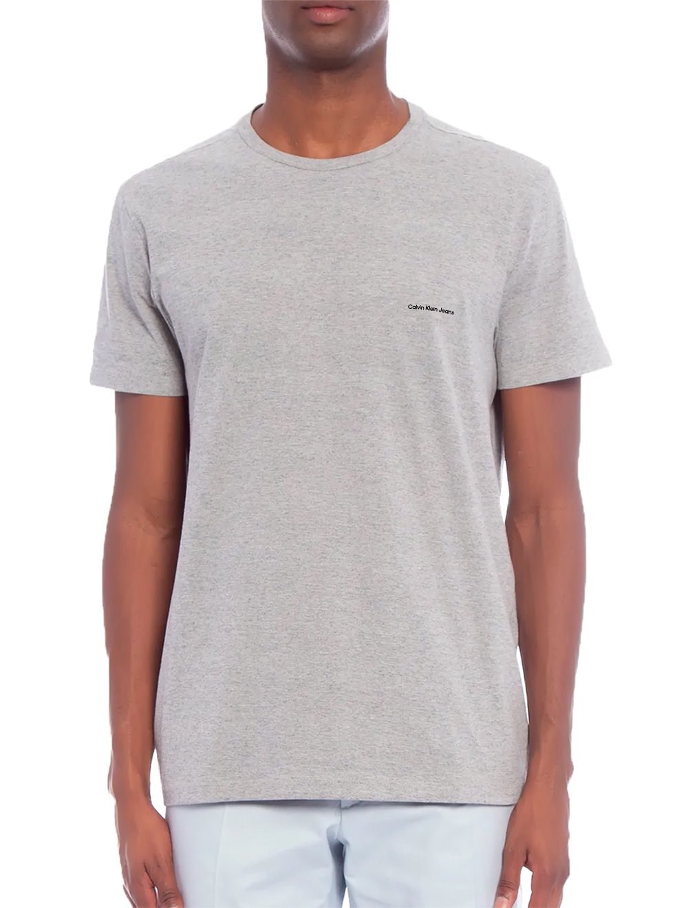 Camiseta Calvin Klein Jeans Masculina Black New Logo Cinza Mescla