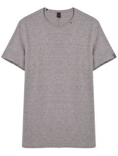 Camiseta Replay Masculina Basic Embroidered Logo Cinza Mescla