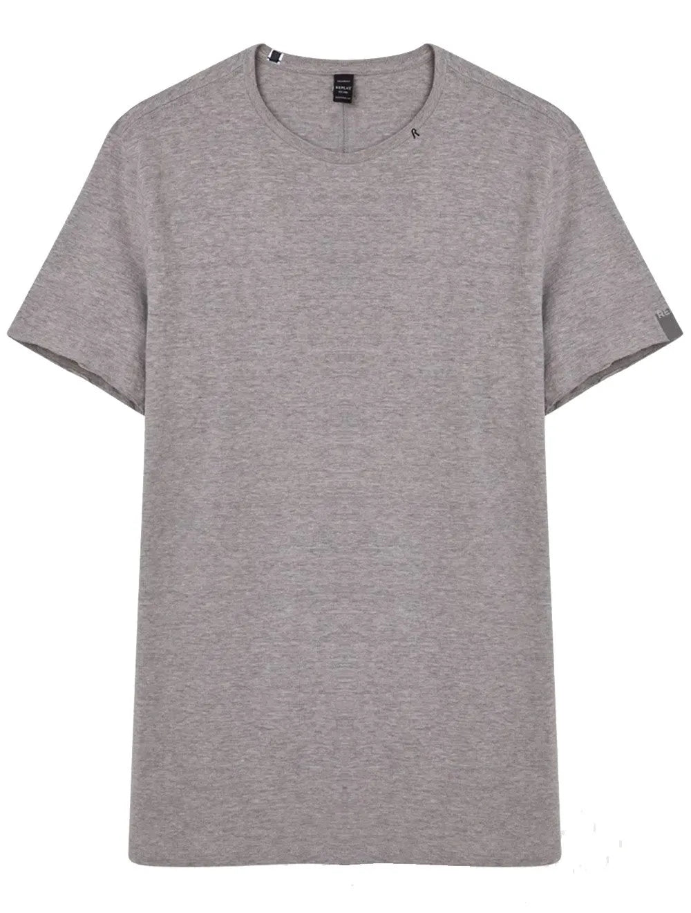 Camiseta Replay Masculina Basic Embroidered Logo Cinza Mescla