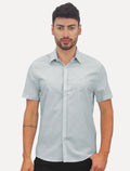 Camisa Calvin Klein Masculina Manga Curta Tela Algodão Azul Claro Mescla