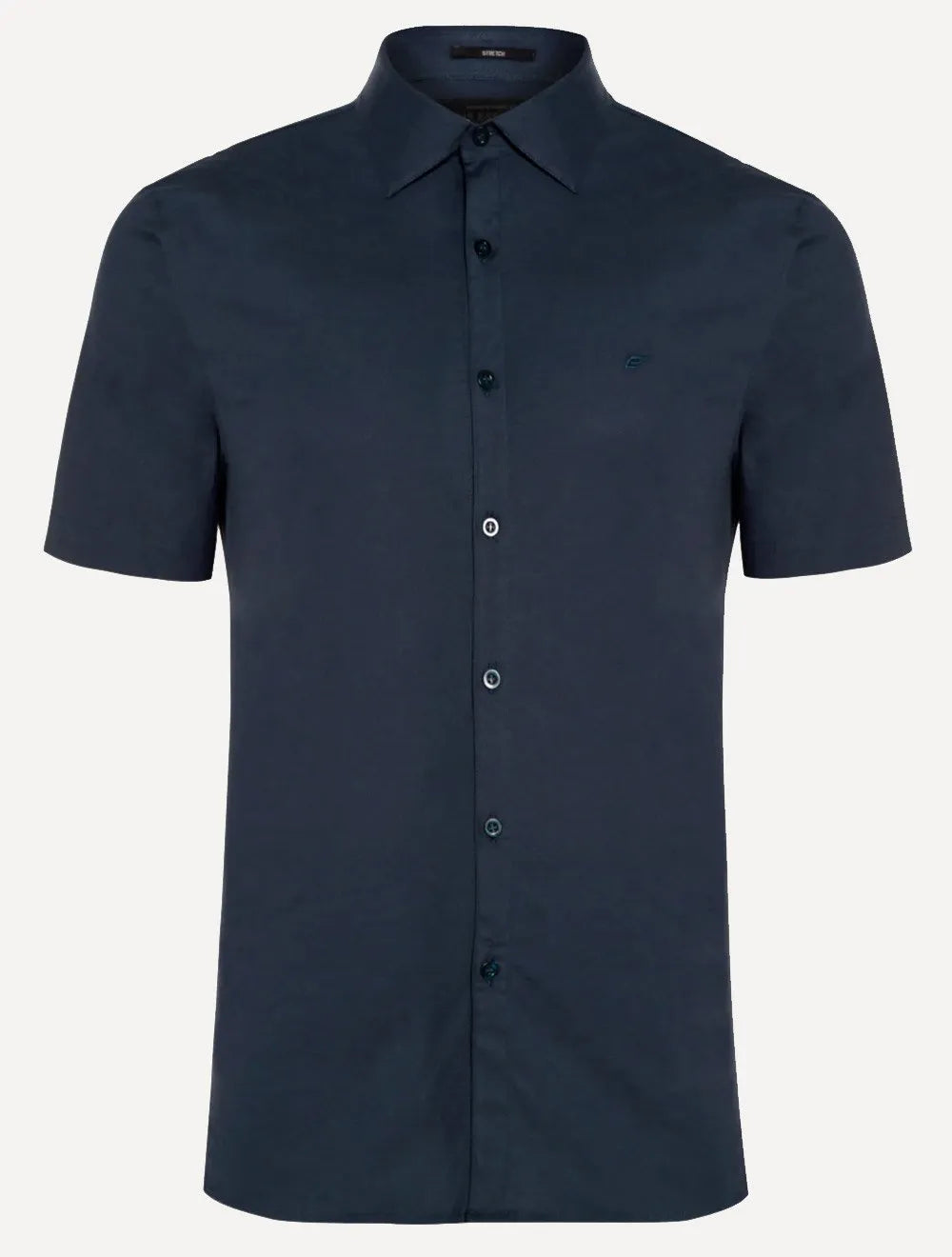 Camisa Ellus Masculina Manga Curta Tricoline LY Classic Italian Azul Marinho