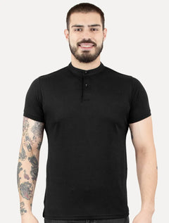 Polo Dixen Masculina Piquet Gola Padre Lisa Preta
