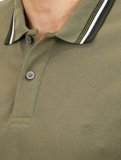 Polo Aramis Masculina Piquet Duplo 6 Frisos Verde Sálvia