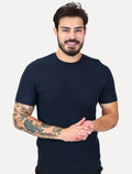 Camiseta Dixen Masculina Tricot Manga Curta Gola Careca Azul Marinho