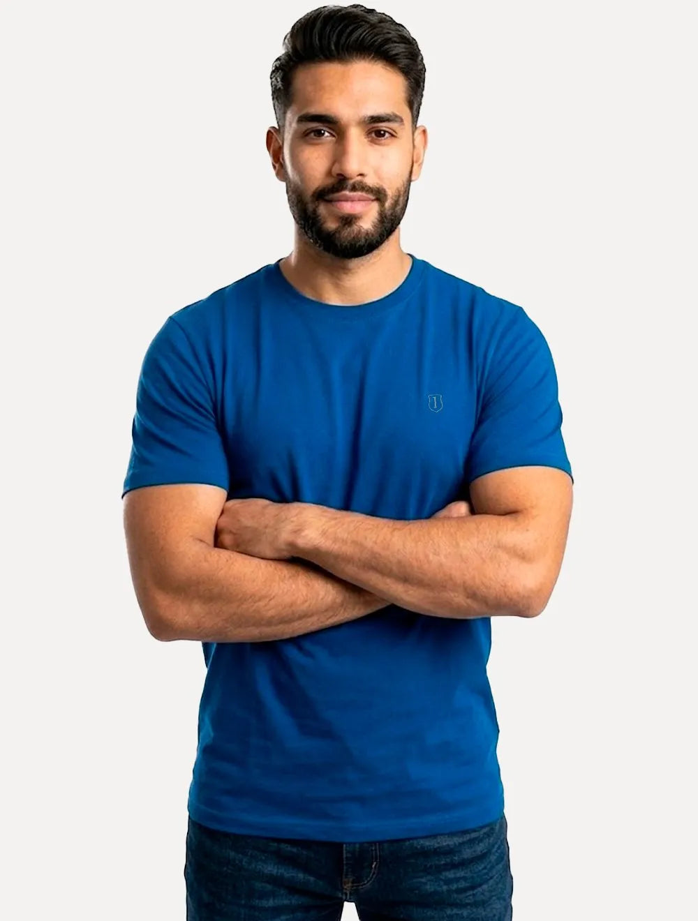 Camiseta Individual Masculina Comfort Pima Soft Touch Logo Azul