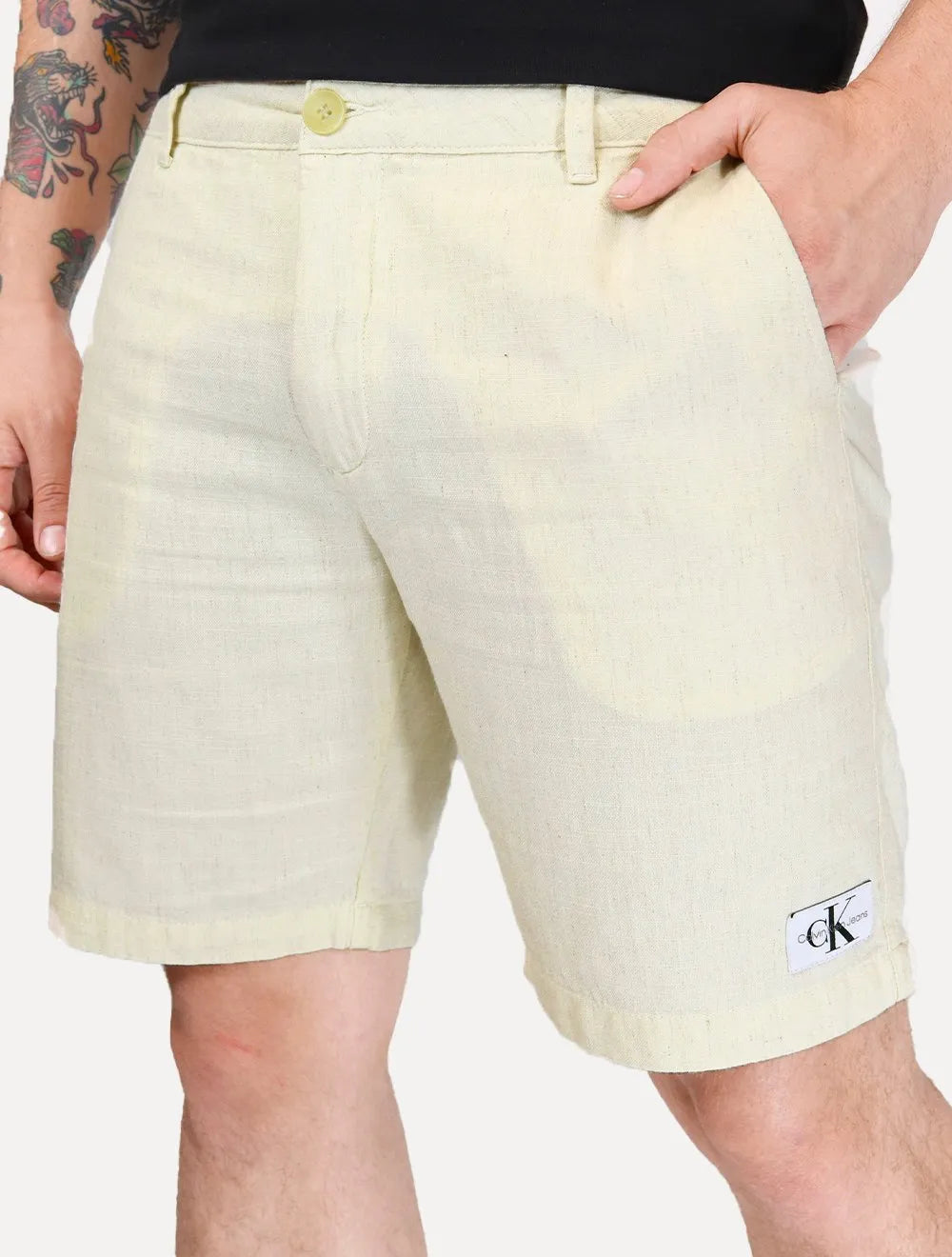 Bermuda Calvin Klein Jeans Masculina Chino Cotton Off White