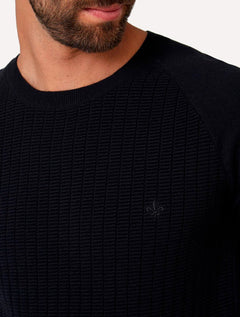 Blusa Dudalina Masculina Tricot Raglan Textura Preta