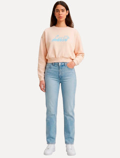 Moletom Levis Feminino Cropped Wave Retrô Logo Salmão
