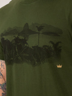 Camiseta Osklen Masculina Slim Vintage Rio Photo Verde Escuro