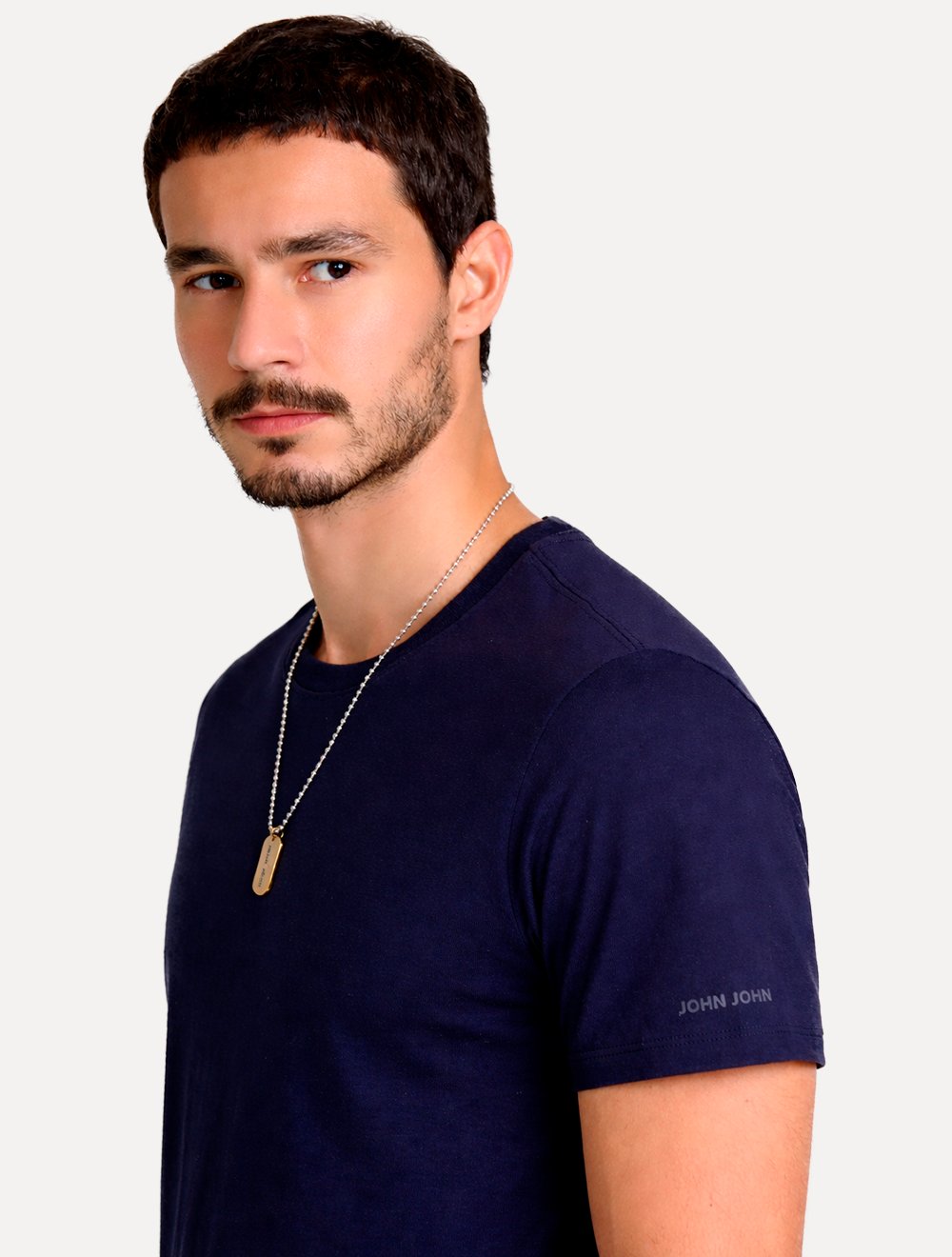 Camiseta John John Masculina Slim Fit Simple Azul Marinho 