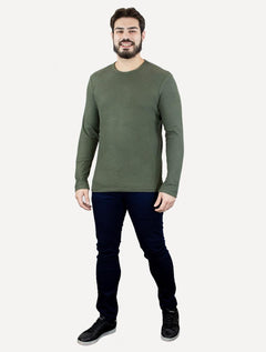 Camiseta Osklen Masculina Manga Longa Touch Verde Escuro