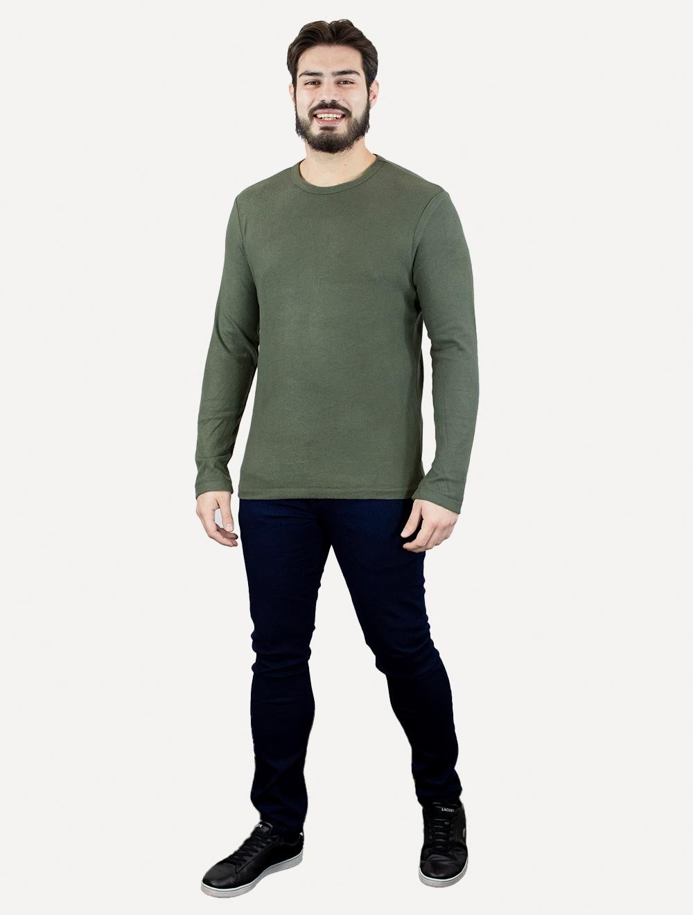 Camiseta Osklen Masculina Manga Longa Touch Verde Escuro