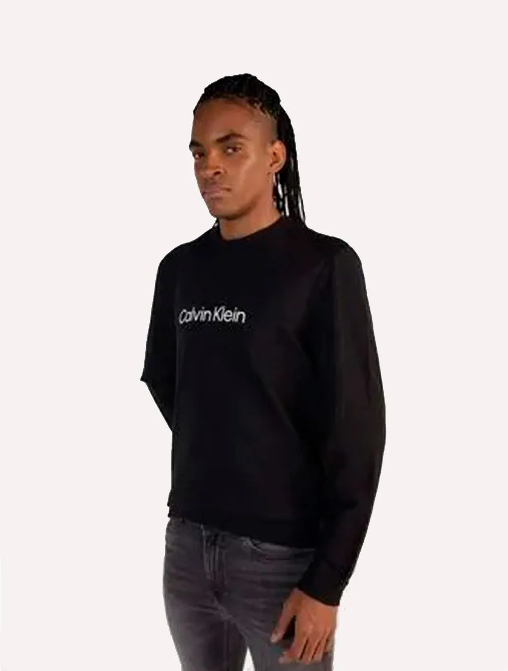 Moletom Calvin Klein Masculino Crewneck CK Front Preto