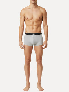Cueca Calvin Klein Low Rise Trunk Cotton New Re Issue Blue Logo Cinza Mescla