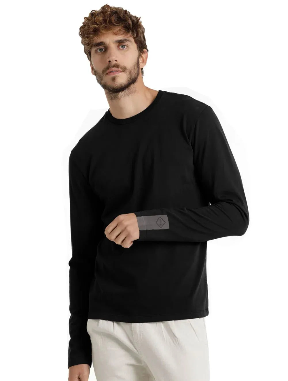 Blusa Replay Masculina Manga Longa Losango Negativo Preta