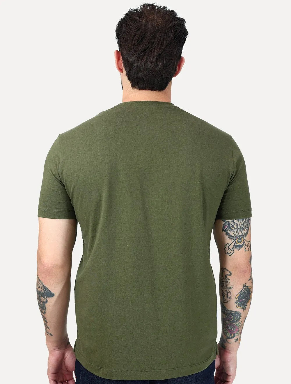 Camiseta K&J Black Cotton Flex Slim Verde Oliva