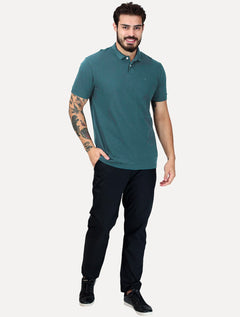 Polo Aramis Masculina Regular Basic Piquet Surton Mono Logo Azul Petróleo