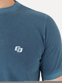 Camiseta Colcci Masculina Slim Crewneck Logo Bordado Azul