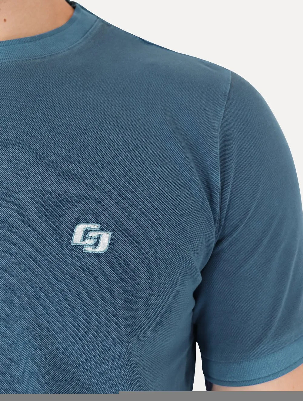 Camiseta Colcci Masculina Slim Crewneck Logo Bordado Azul