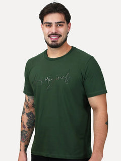 Camiseta Ellus Masculina Signature Foil Verde